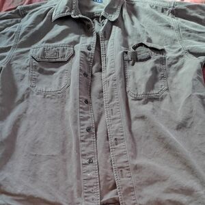 GAP L Taupe Casual Button-down Cotton  Canvas Shirt